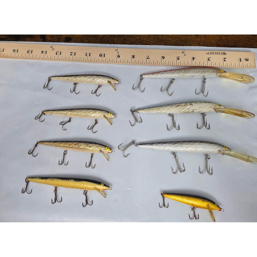 Rapala Floating Minnow Fishing Lure Lot Mixed Sizes Multicolor Jerkbaits Qty 7